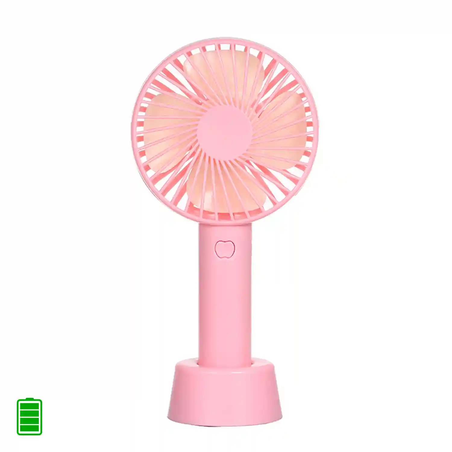 Mini ventilador de mano con bateria recargable con base para mesa.