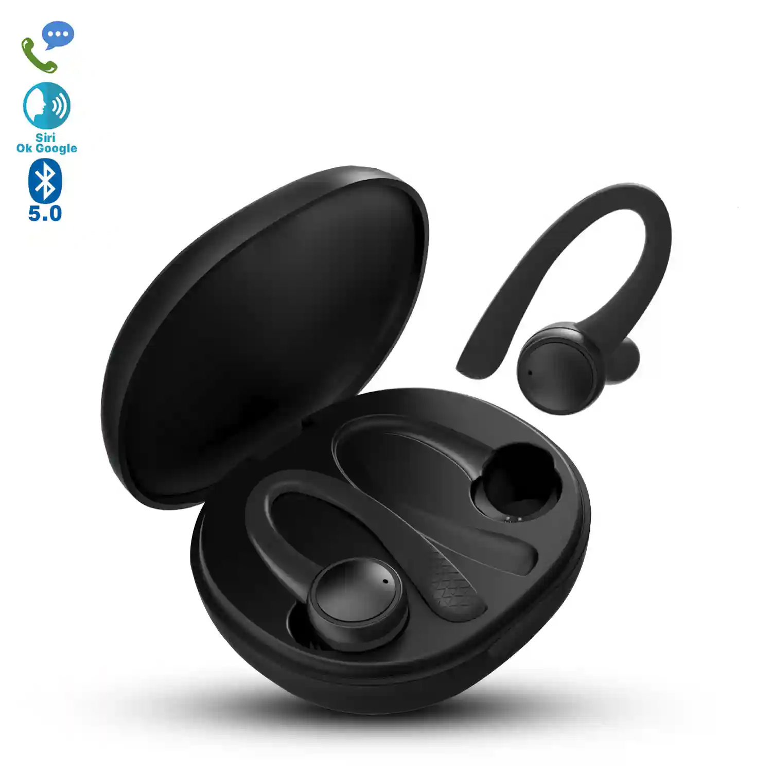 Auriculares deportivos con cable minijack. Micrófono, mando de control de  volumen y botón interactivo.