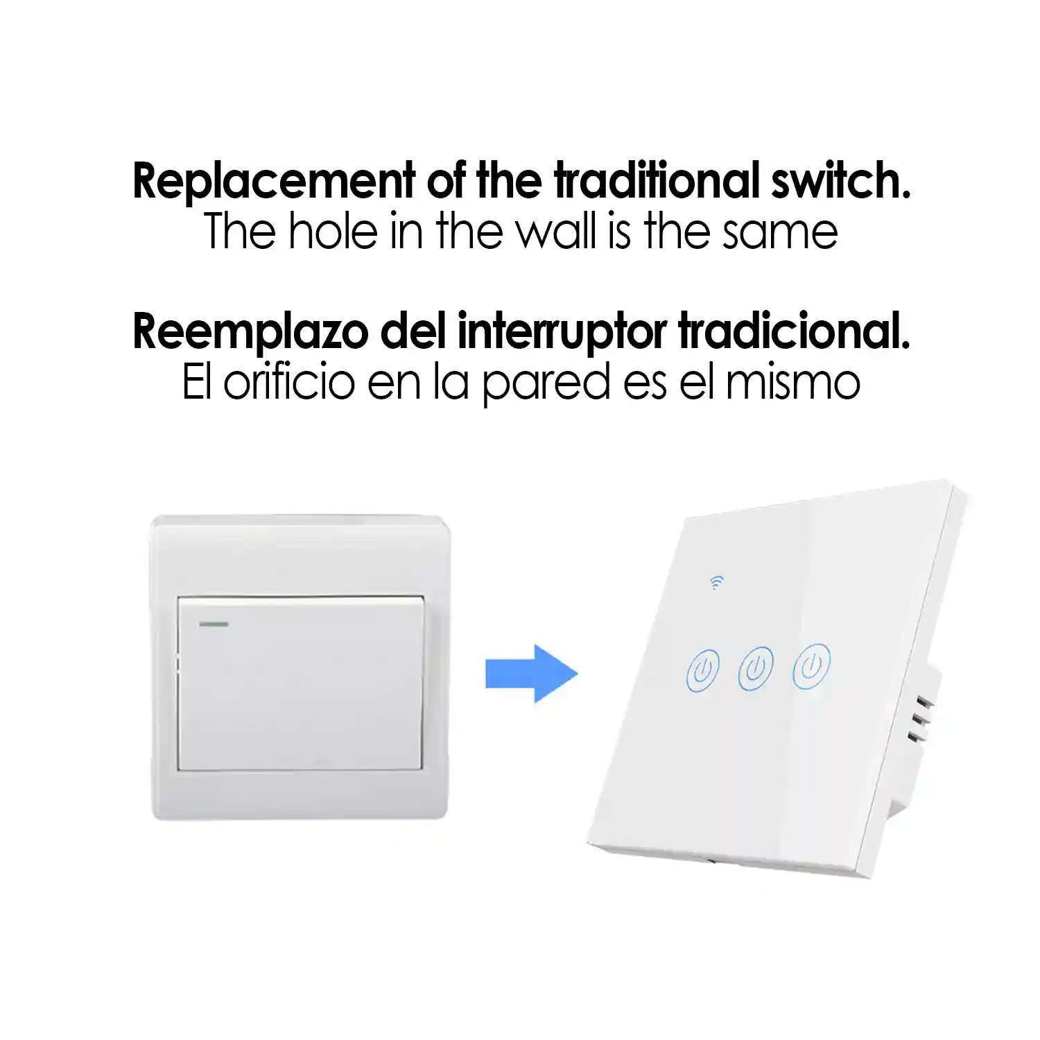 Interruptor Wifi Smarthome con 3 pulsadores compatible con  Alexa y  Google Home