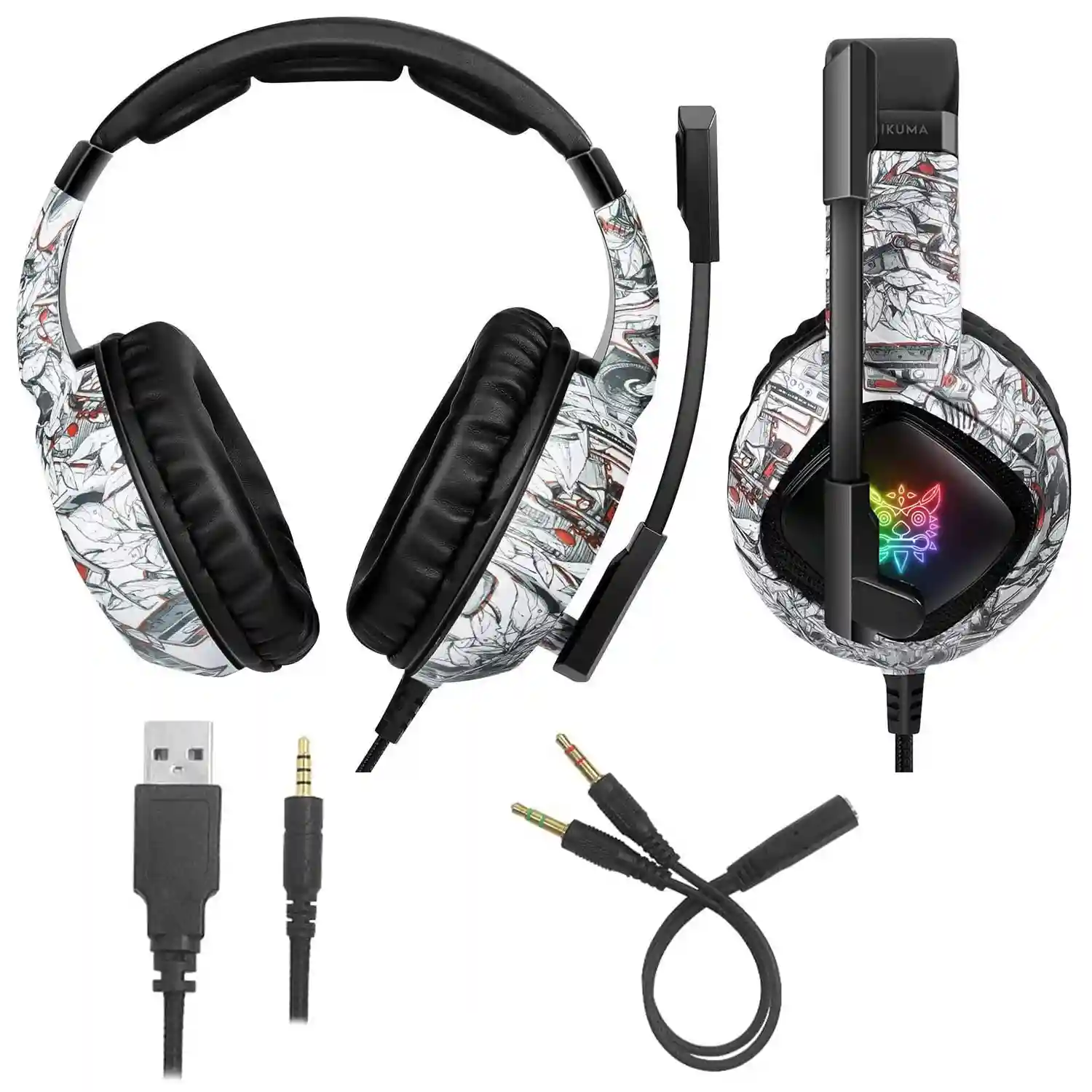 Headset Onikuma K8. Auriculares gaming con micrófono omnidireccional y  reducción de ruido. Conexión minijack, luces LED.