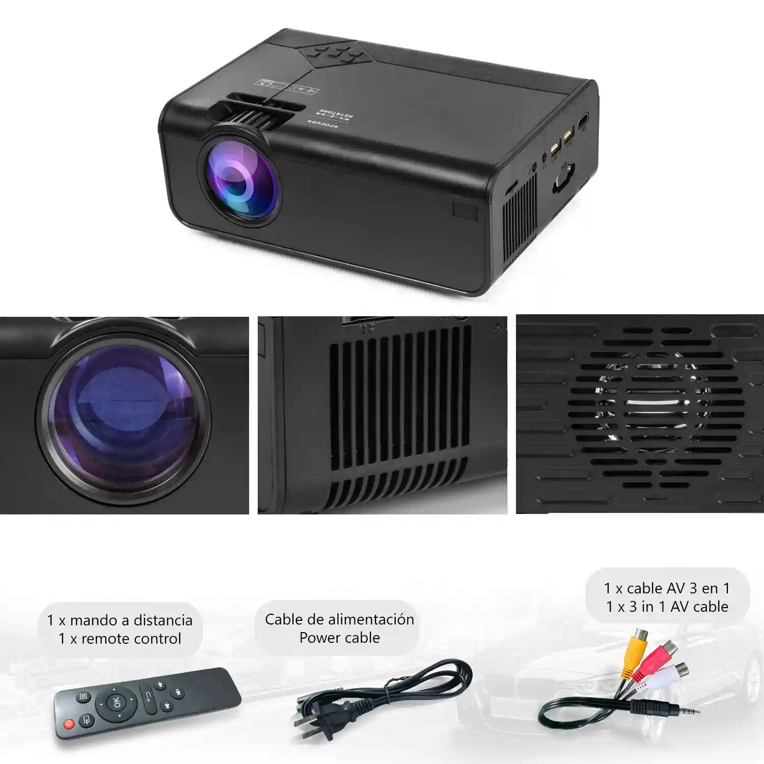 VOLTO Full HD 1080p LCD LED Video Proyector Conecta Iphone