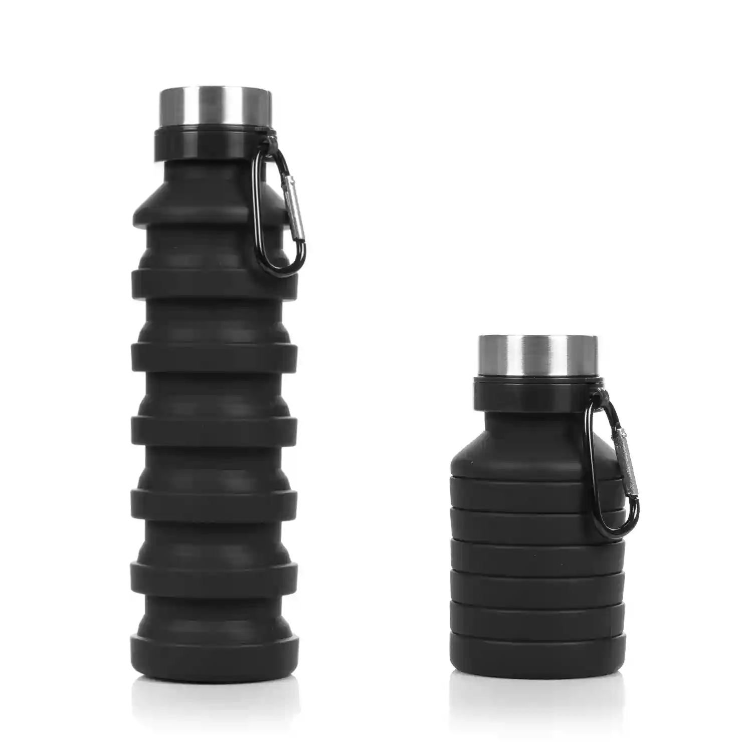 Botella deportiva plegable de silicona. 470 a 550ml, libre de BPA, tapón de  rosca de acero inoxidable.
