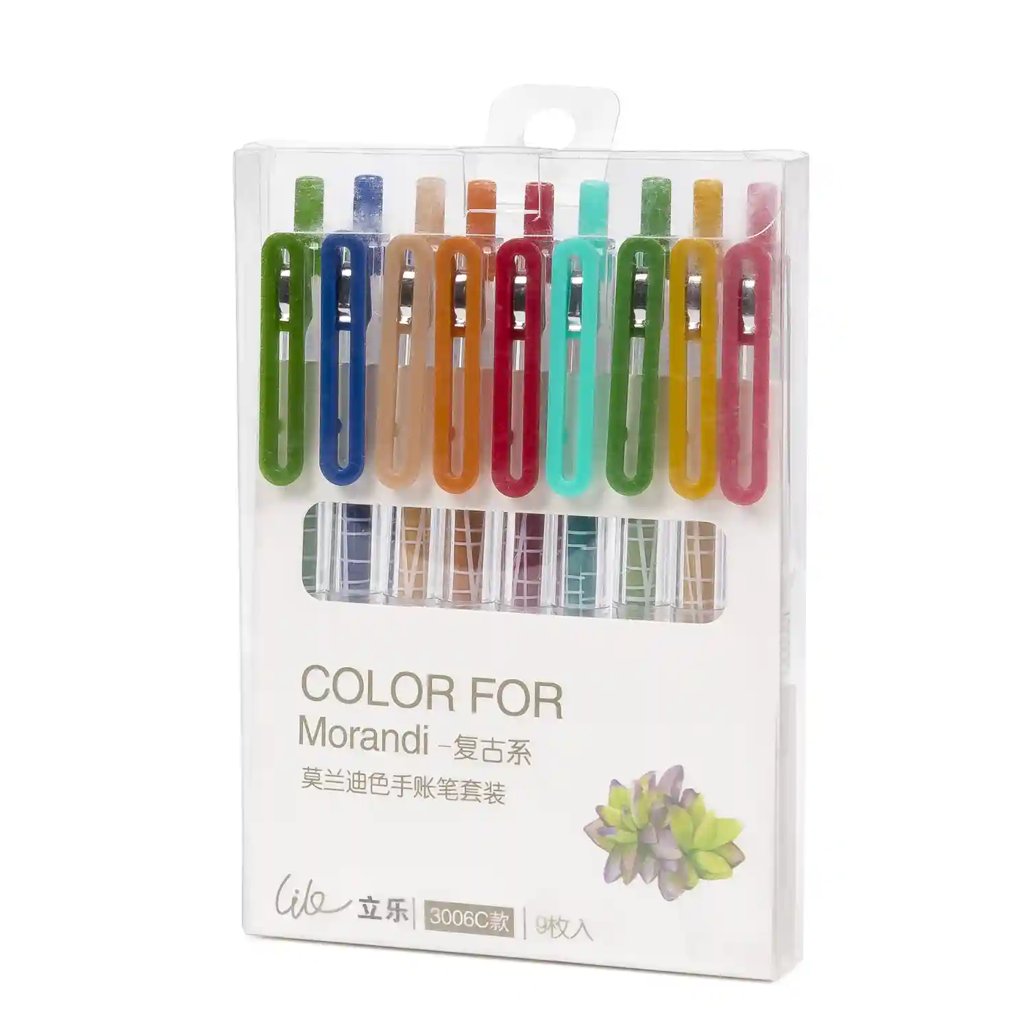 Set de 9 bolígrafos de gel en varios colores.