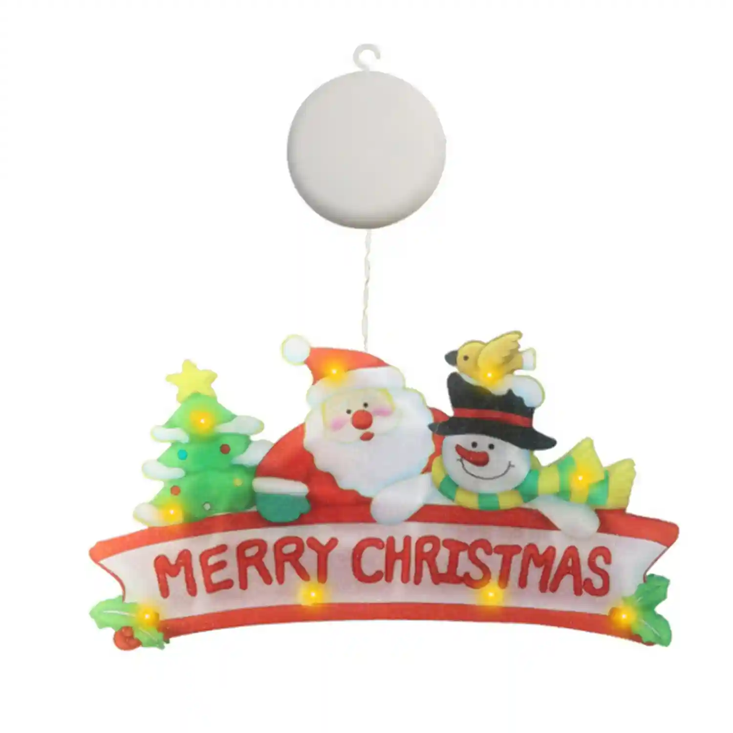 Decoración Christmas adhesiva cistal con luces LED santa Claus.