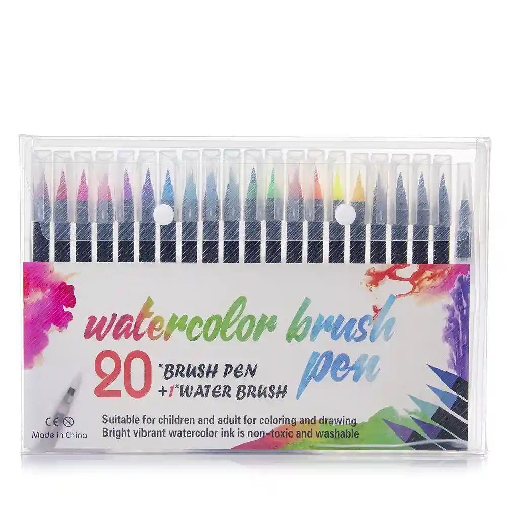 Rotuladores profesionales para acuarela, 24 colores de Ohuhu, pinceles de  dibujo a base de agua con un bolígrafo acuático mezclador, soluble en agua