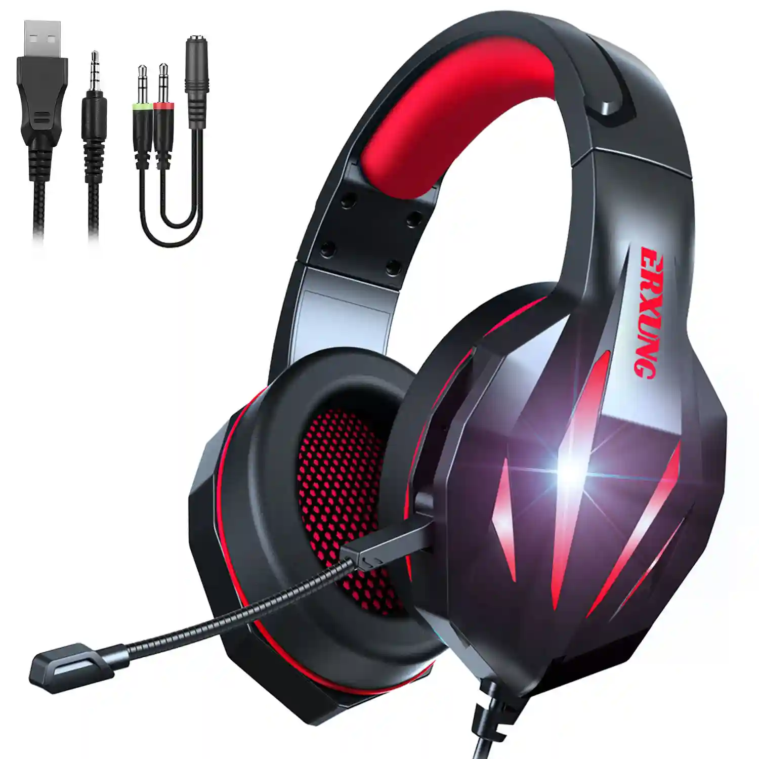 Headset V8 RGB. Auriculares gaming para PC con micro incorporado y luz LED.