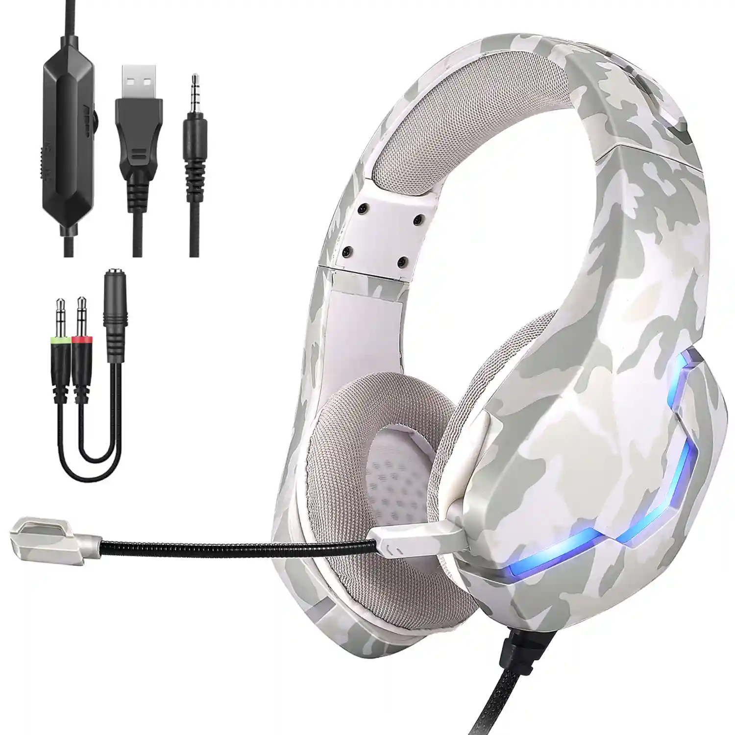 Auriculares gaming infantiles Cat AKZ-K23 con luces led RGB. Bluetooth 5.0,  micrófono plegable, Micro SD, entrada Aux.