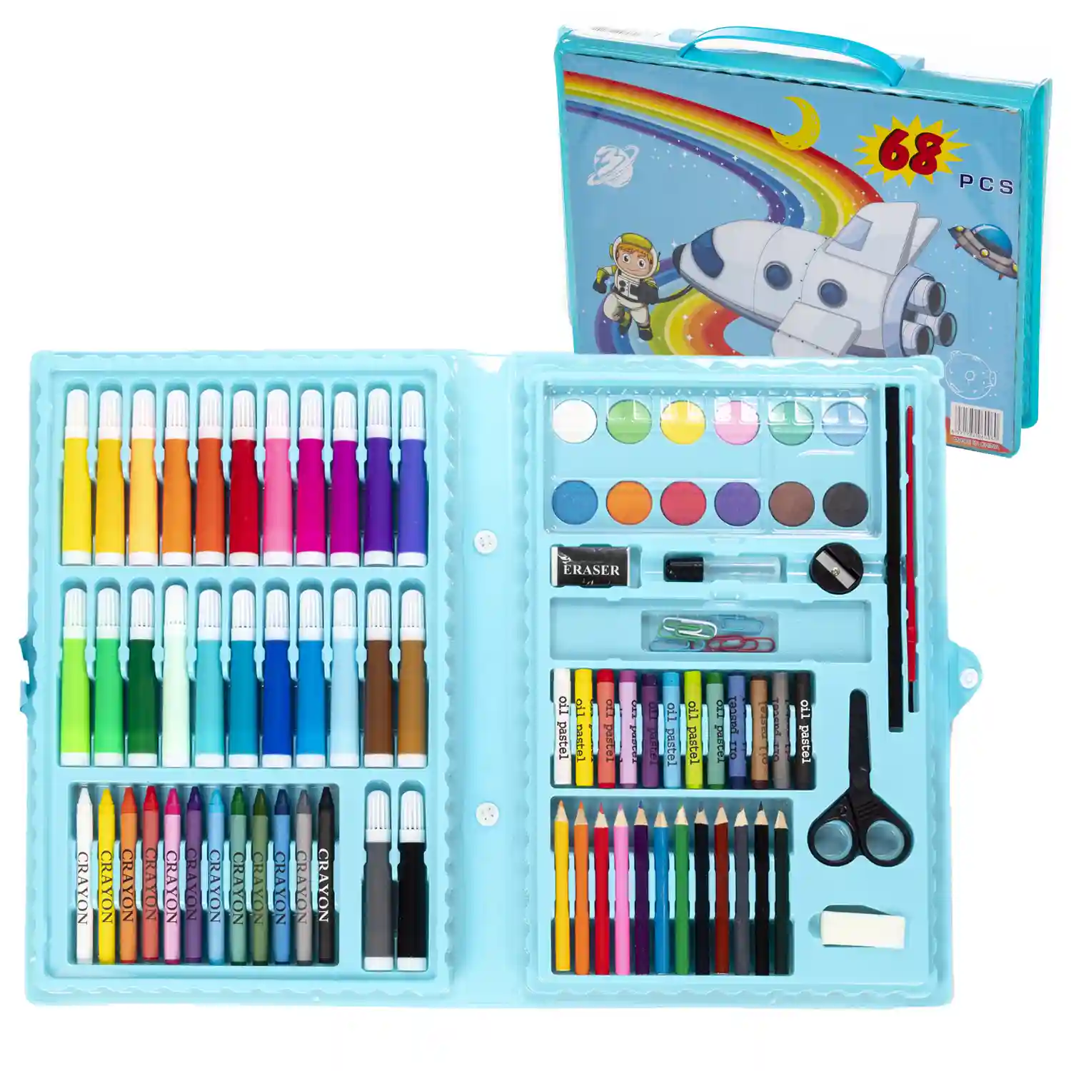 Set básico de pintura y dibujo 86 piezas acuarelas, ceras