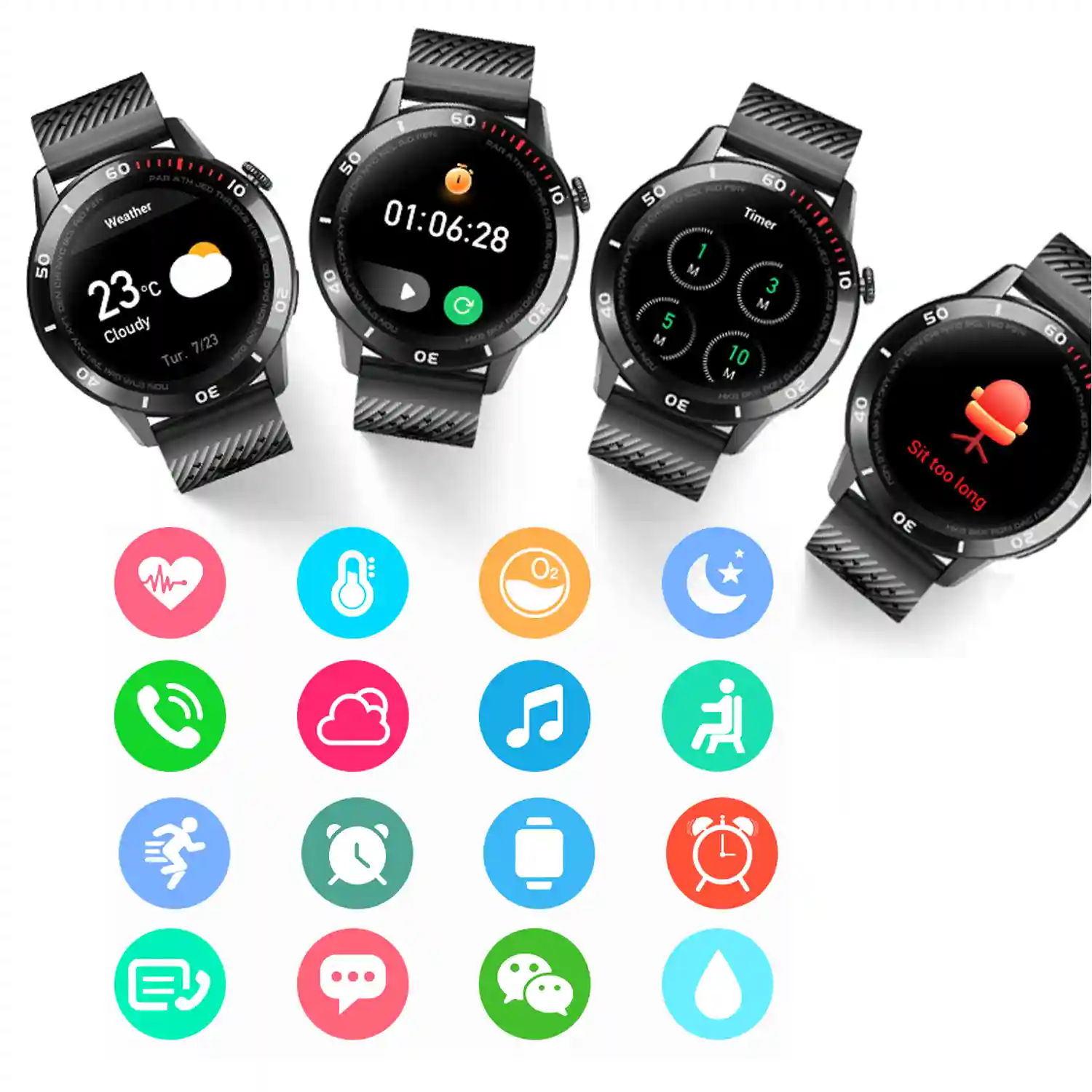 Smartwatch V93 con notificaciones en pantalla. Monitor cardiaco automatico de tension y oxigeno en sangre