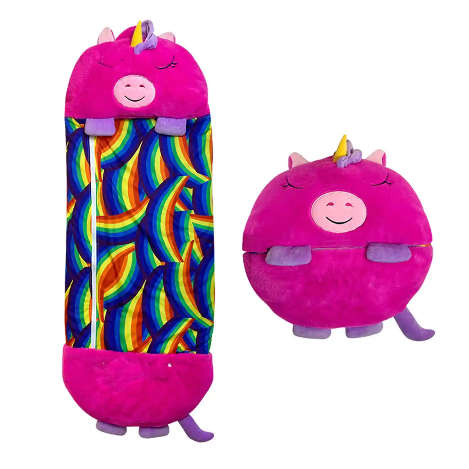 LINGDANG Saco de dormir con diseño de unicornio y animal, suave y cálido  para niños, con acolchado antikick acolchado, cálido bolsillo descapotable,  ligero, cómodo saco de dormir de terciopelo. : : Bebé