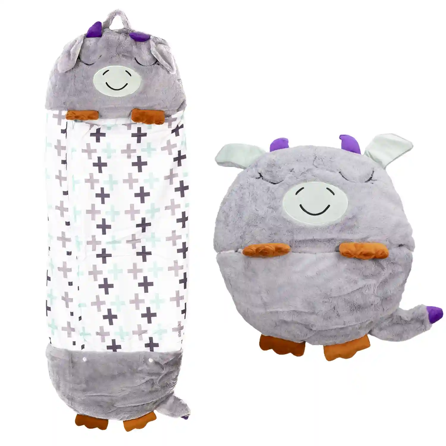 Saco de dormir convertible en almohada, para niños, Unicornio Rosa. Tacto  peluche. Grande /L: 170x70cm.