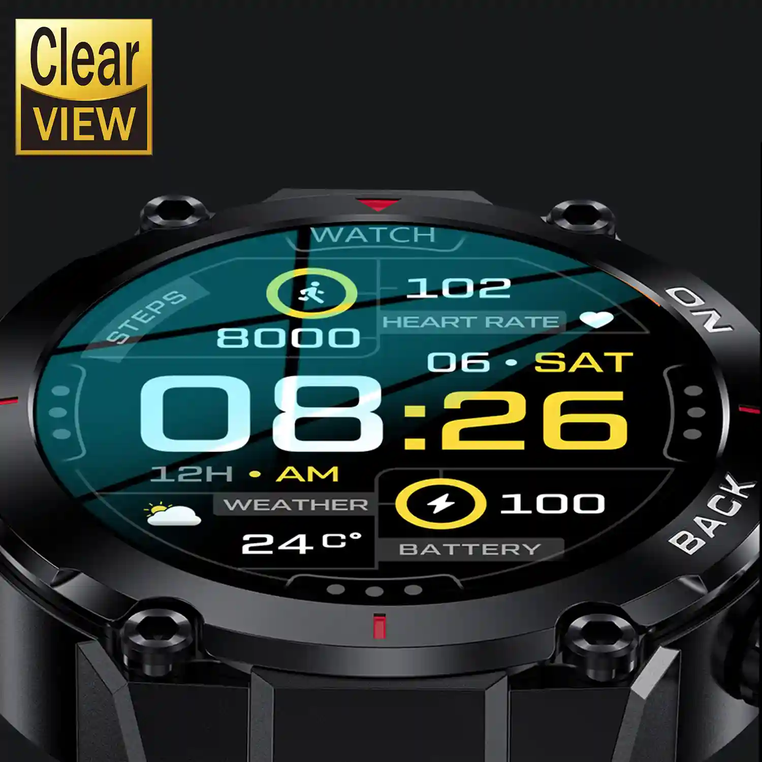Smartwatch K37 con bateria de 480mAh de larga duracion. Monitor cardiaco y de O2. Notificaciones de apps