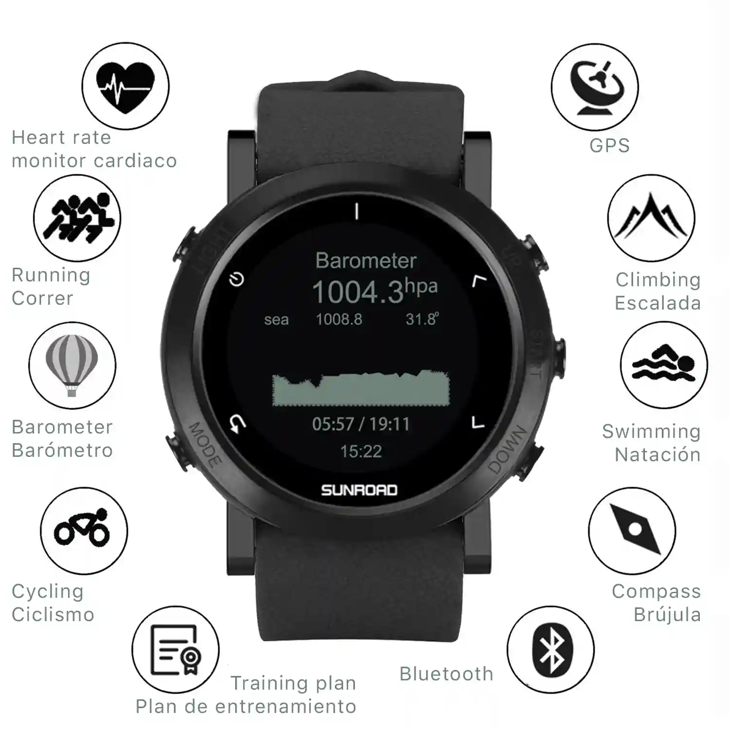 Smartwatch FR935 con localizacion GPS sumergible 5 atm. Varios modos deportivos incluye triatlon. Altimetro barometro brujula prevision meteorologica