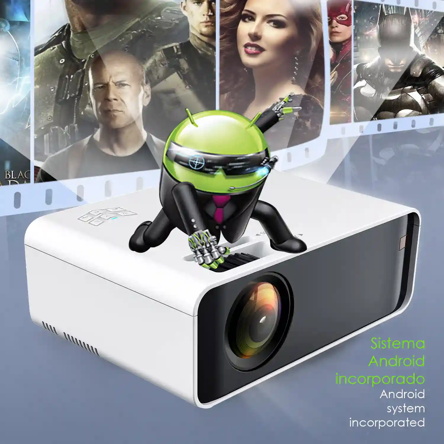 Video proyector LED W80 con Wifi y Android 6.0 incorporado. Full HD1080P,  soporta 4K. De 27