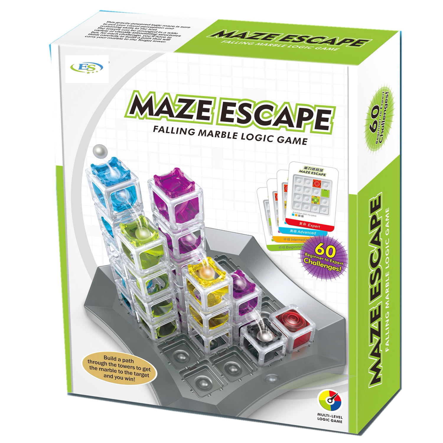 Maze Escape juego de habilidad e inteligencia 3D. 60 niveles en 4 categorías desde principiante a experto.