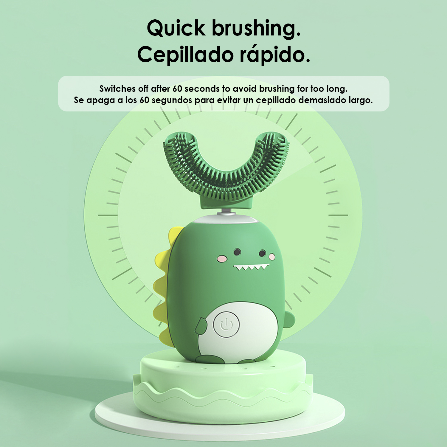 Cepillo de dientes infantil ET07 en forma de U eléctrico sónico. Modos limpieza, masaje y blanqueamiento.