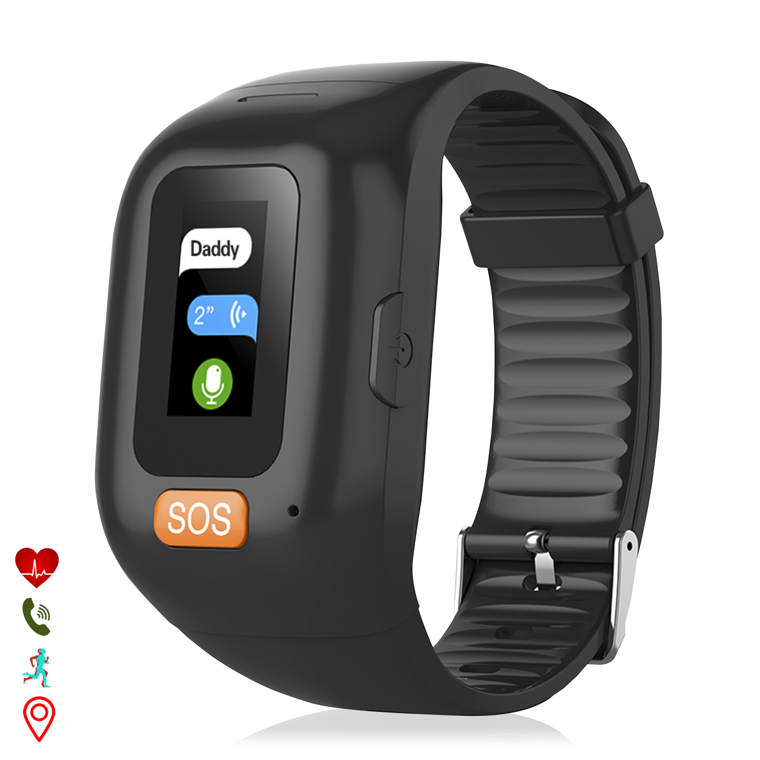 Brazalete localizador GPS con pantalla táctil, botón SOS e  intercomunicador. Especial personas mayores. Con monitor cardíaco.