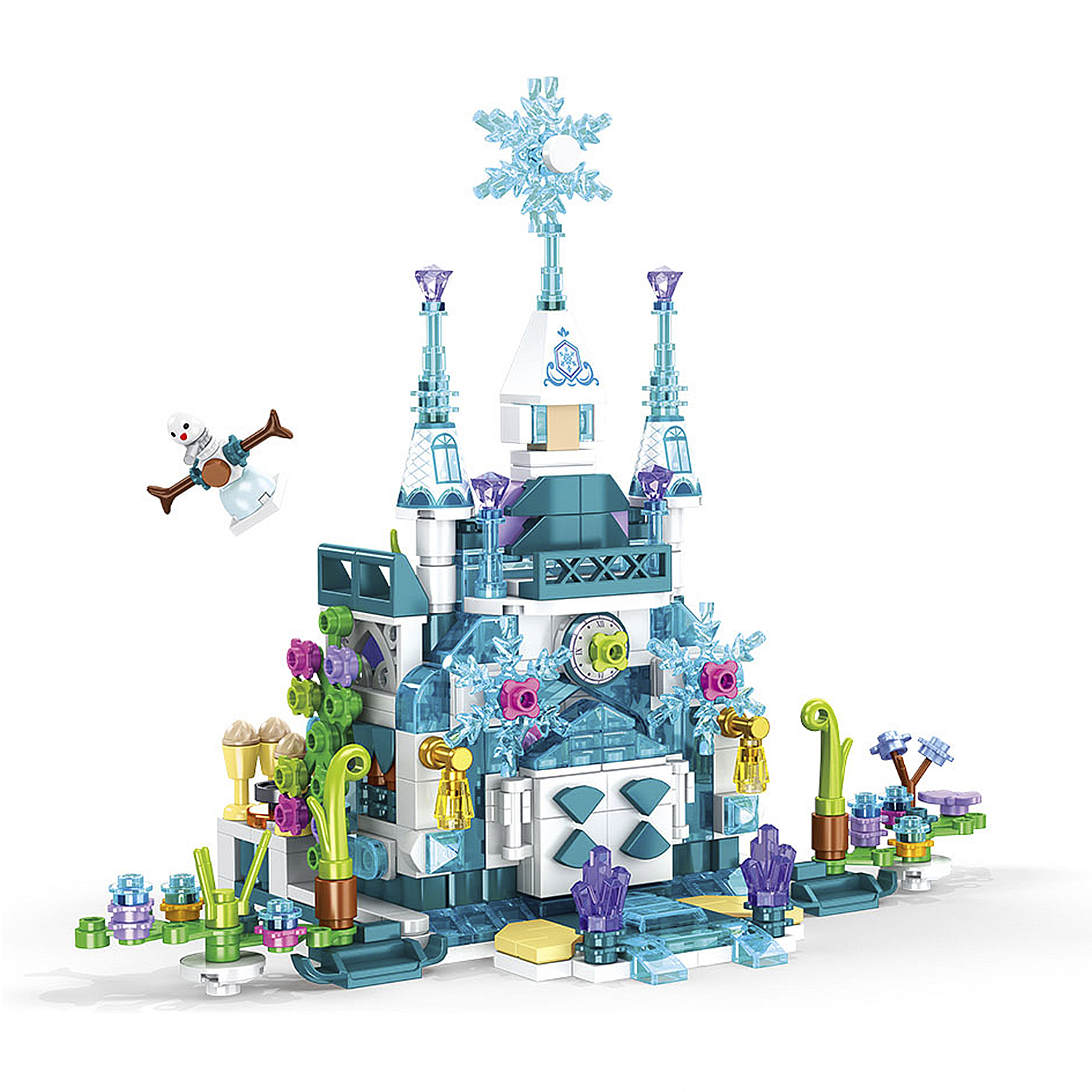 Castillo de Hielo 12 en 1, con 554 piezas. Construye 12 modelos individuales con 2 formas cada uno.