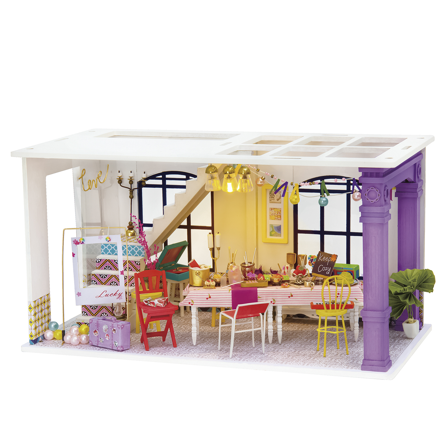 Sala de estar Joys Peninsula. Casa de muñecas maqueta de madera para pintar  y montar. 124