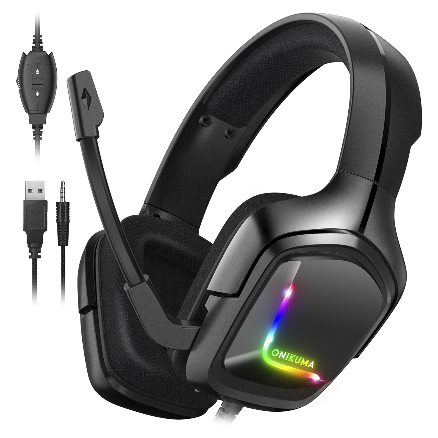 Auricular Gaming Para PC, Casco Con Luces LED, Con Micrófono