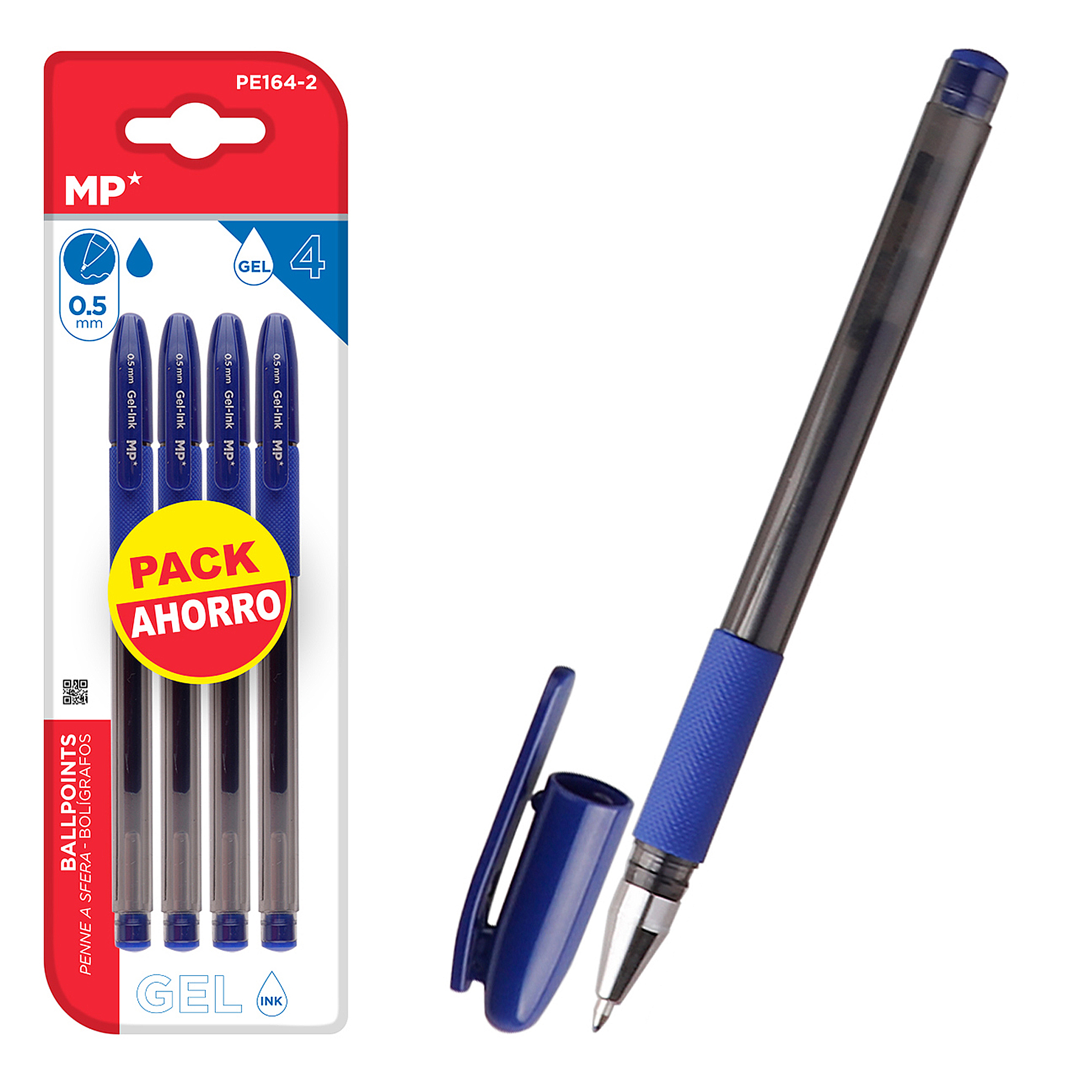 DAM SET BOLÍGRAFOS DE TINTA DE GEL PUNTA 0.5 mm 4 Uds. Color: Azul