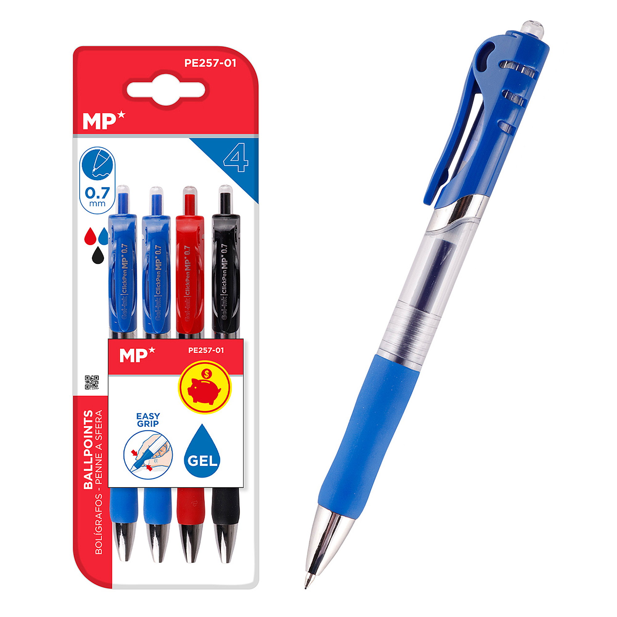 DAM SET BOLÍGRAFO TINTA GEL PUNTA 0.7 mm 4 Uds. SURTIDO COLORES Color: Multicolor