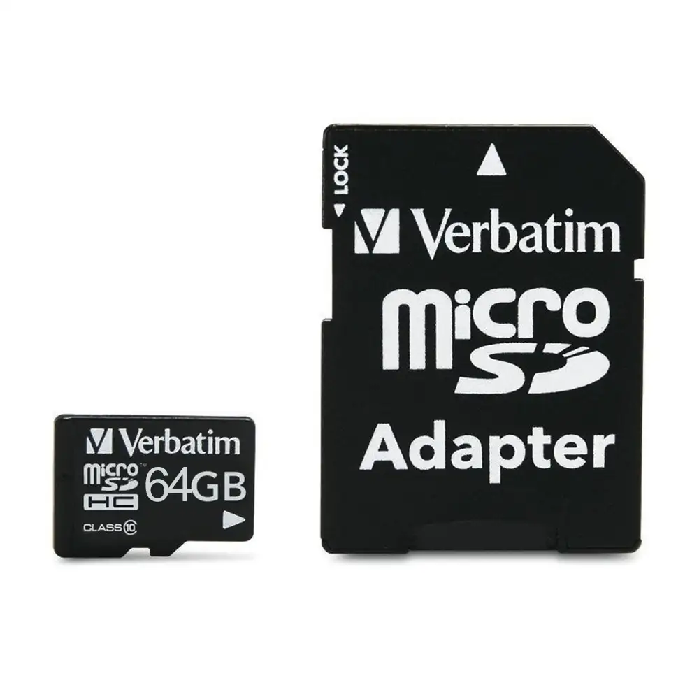 Tarjeta de memoria MicroSD con adaptador Verbatim de 64GB Clase 10