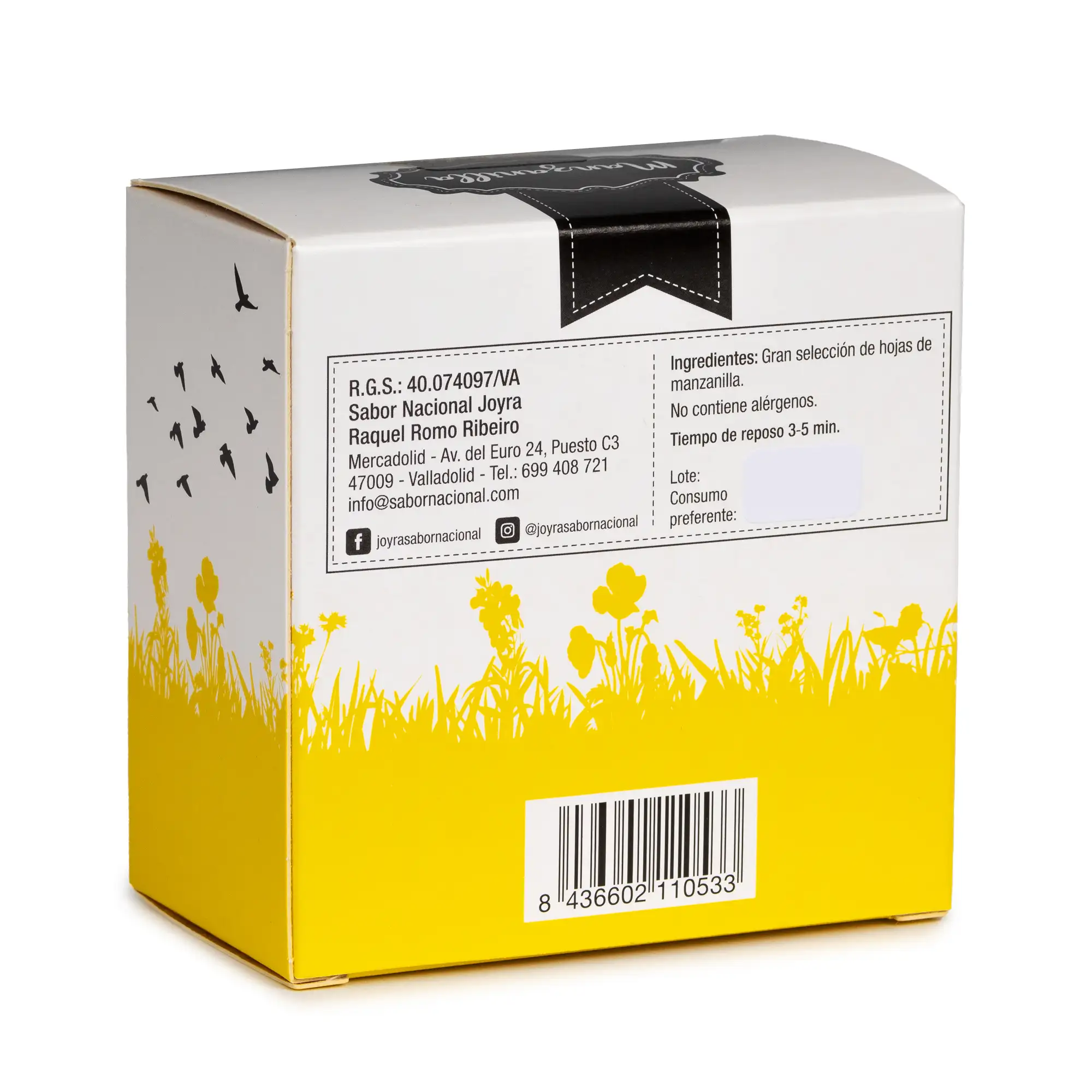 Infusión natural de manzanilla (gran selección de hojas de manzanilla) en 15 pirámides. 37,5 grs.