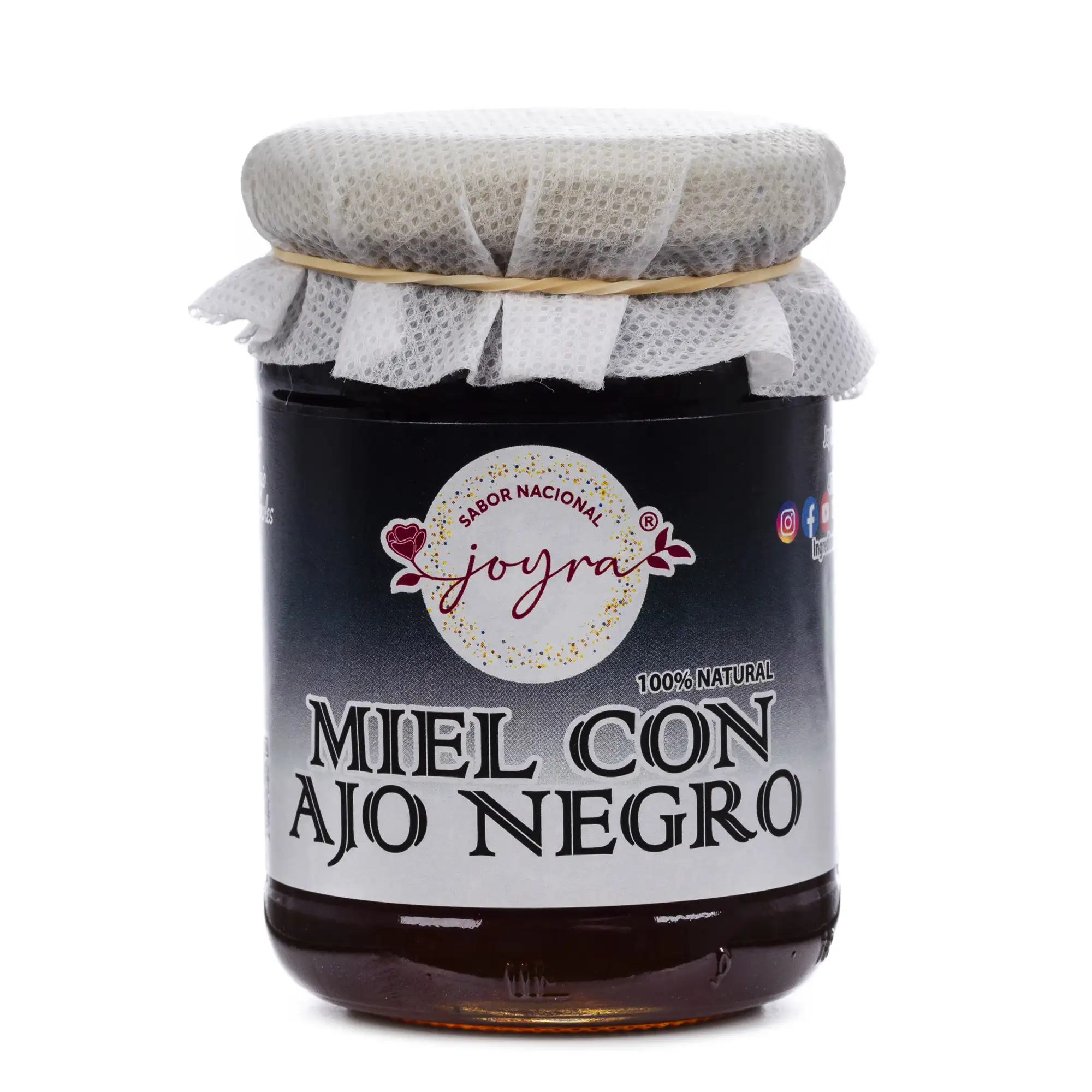 Miel 100% natural, pura, cruda, con ajo negro, 250gr.