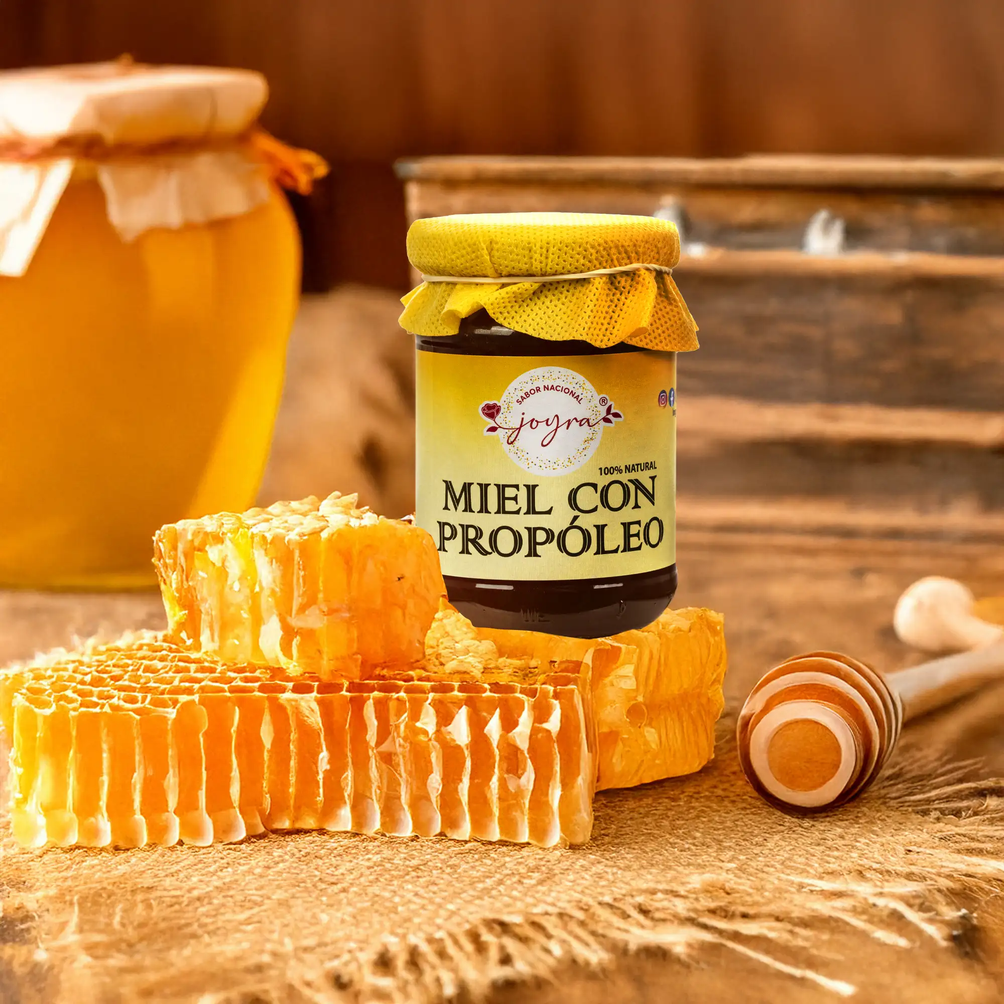 Miel 100% natural, pura, cruda, con propóleo, 250gr.