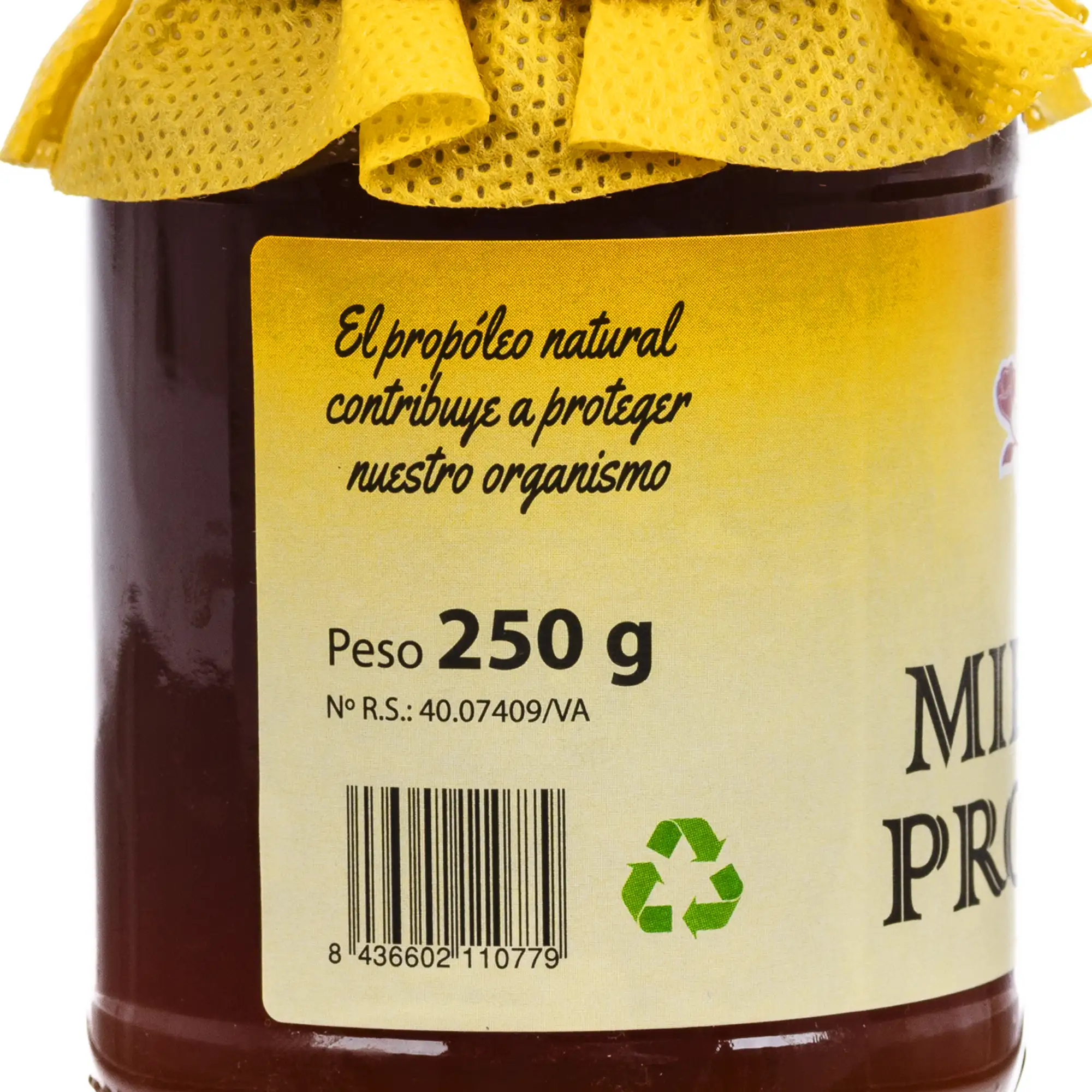 Miel 100% natural, pura, cruda, con propóleo, 250gr.