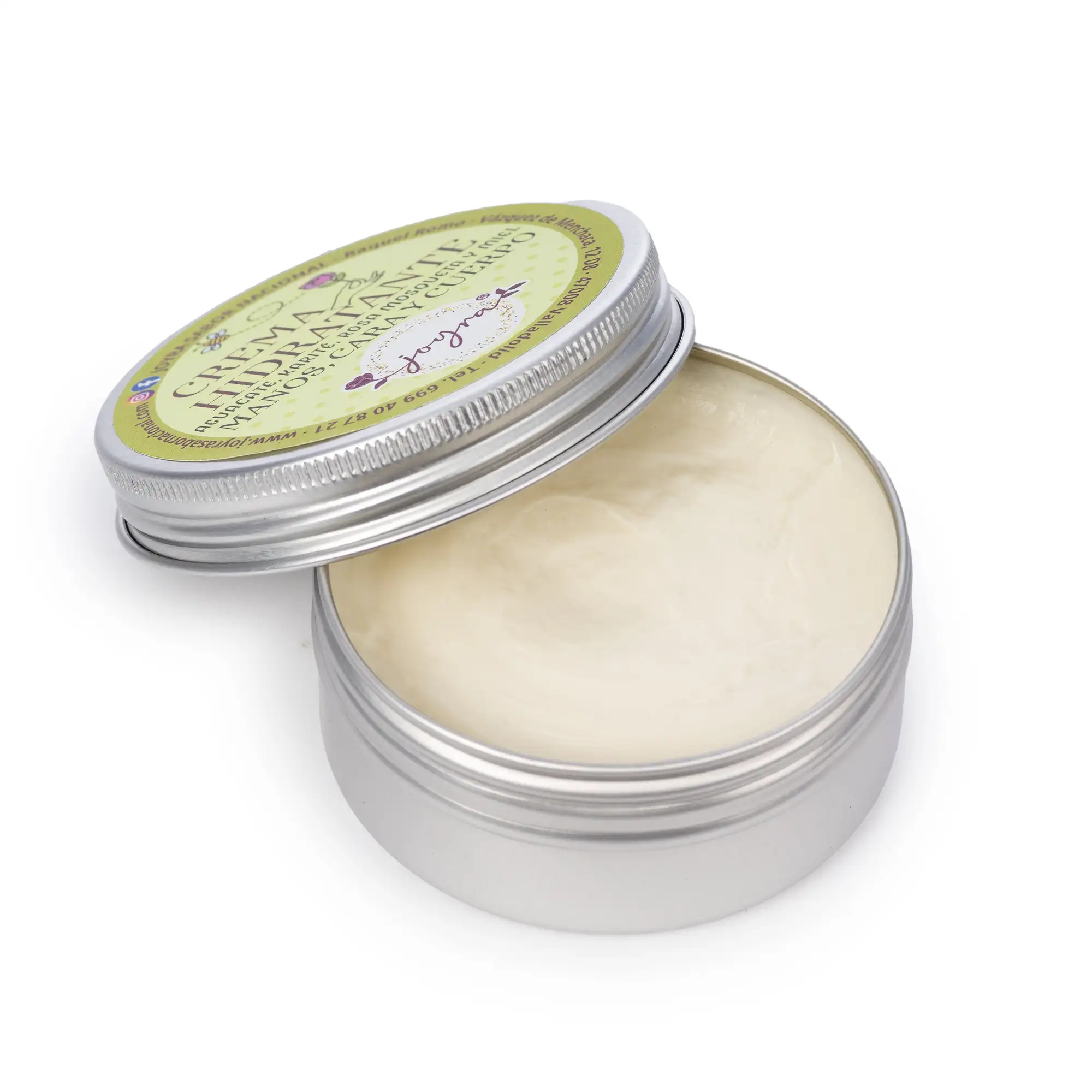 Crema hidratante de miel, aguacate, karité natural y rosa mosqueta, 50 gr.