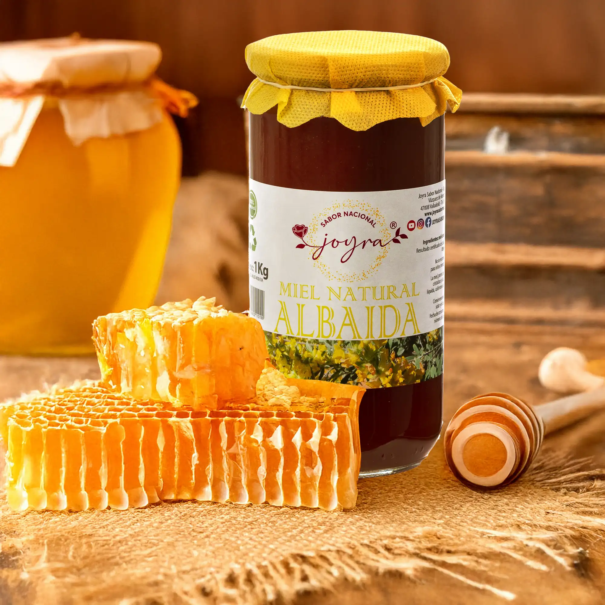 Miel 100% natural, pura, cruda, de Albaida. Tarro de cristal de 1000gr