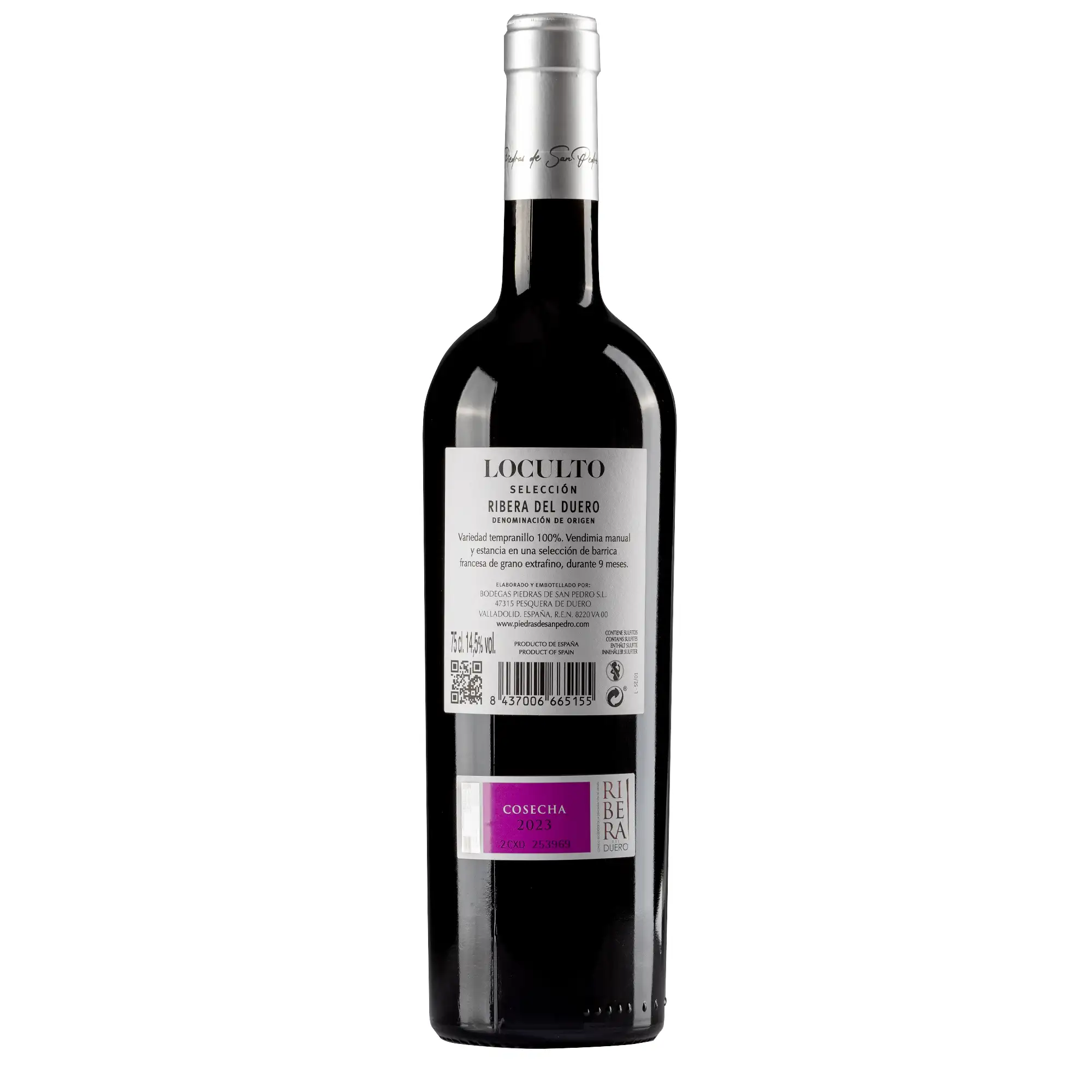 Pack 3 botellas de vino RIBERA DEL DUERO. 1x Reserva especial Piedras de San Pedro, 1x Loculto Crianza, 1x Loculto selección 9. Caja de regalo individual Premium.