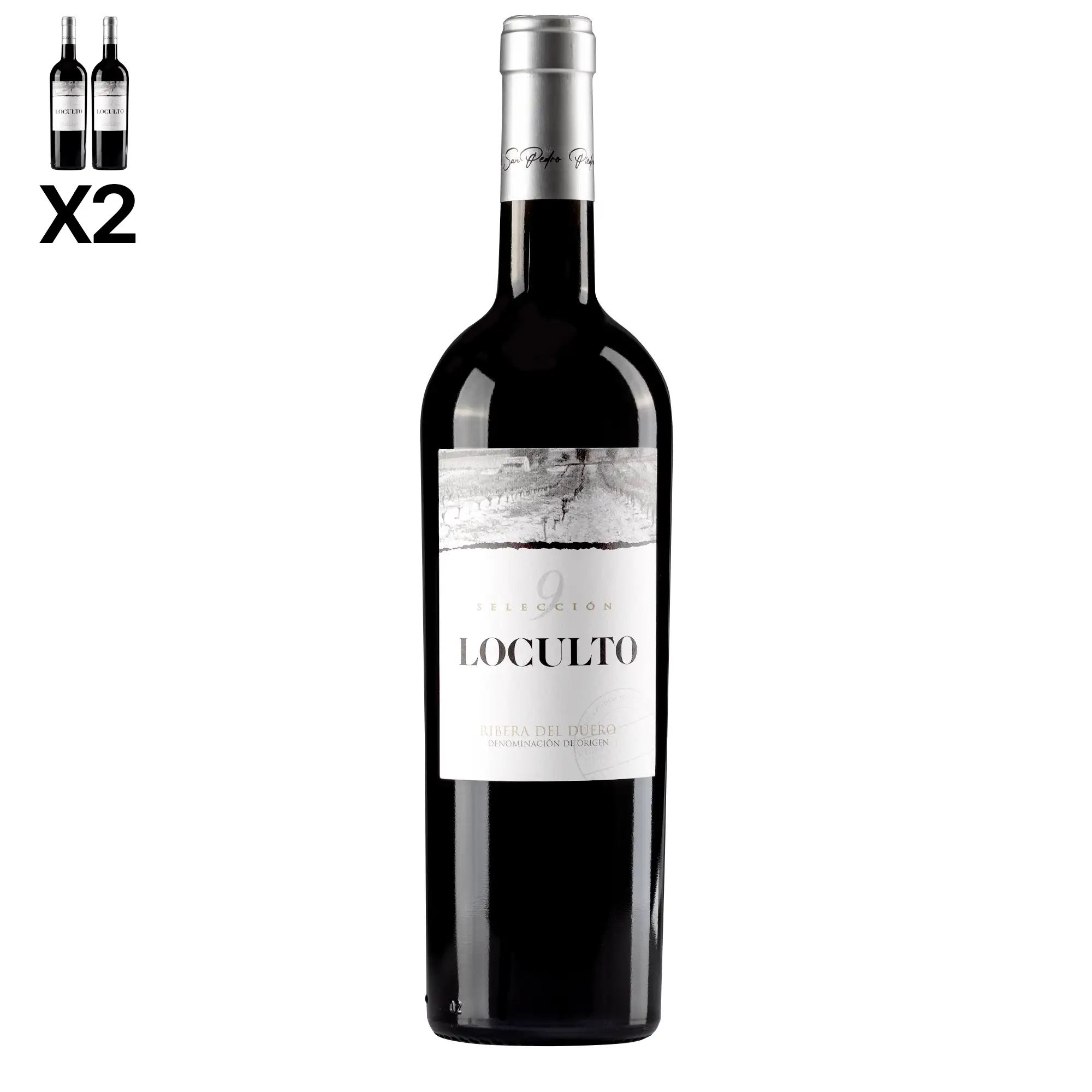 Pack 6 botellas de vino RIBERA DEL DUERO. 2x Reserva especial Piedras de San Pedro, 2x Loculto Crianza, 2x Loculto selección 9.