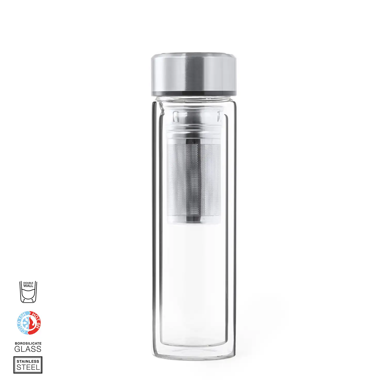 Termo Bekins en alta calidad de doble pared y 390ml de capacidad, con medidor de temperatura táctil integrado en tapón.