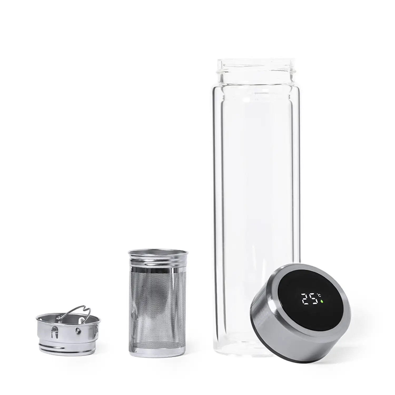 Termo Bekins en alta calidad de doble pared y 390ml de capacidad, con medidor de temperatura táctil integrado en tapón.