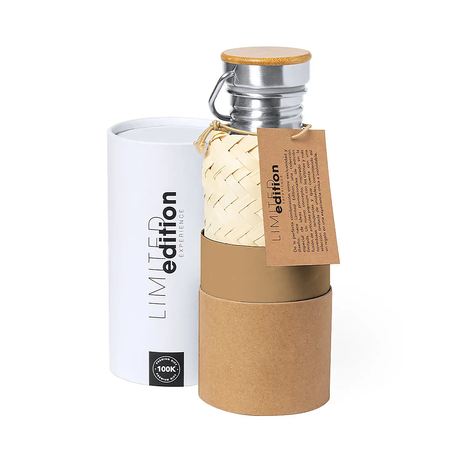 Bidón 600 ml. aluminio con funda Paja
