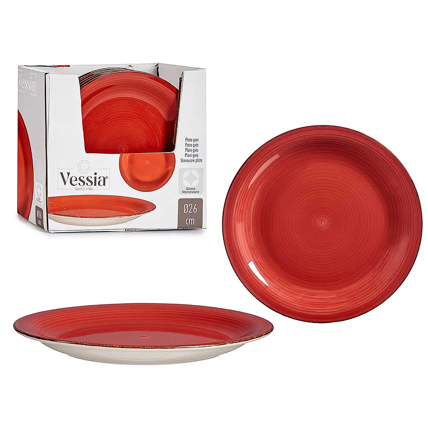 PLATO LLANO GRANDE GRES ROJO BORDE