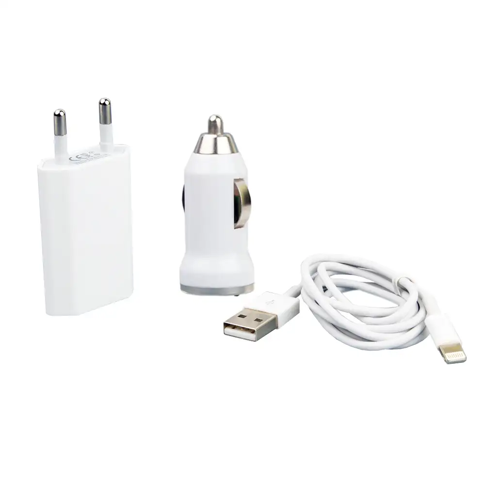 Cargador coche 3 en 1 blanco iPhone 6S 