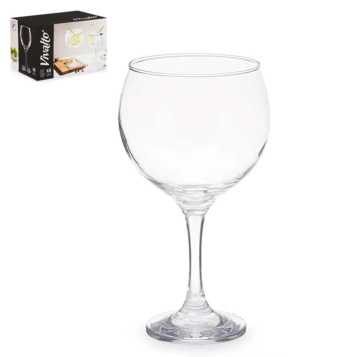 SET 6 COPAS VIDRIO XL 620ML