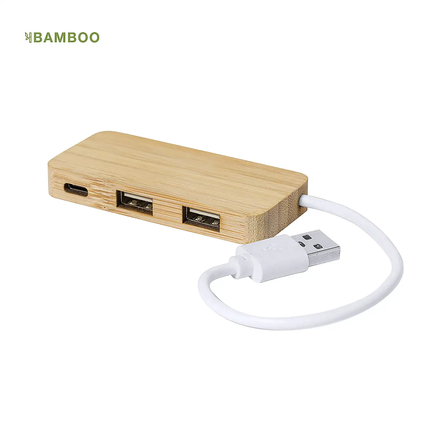 Puerto nature bambú USB 1 Puerto Tipo C. 2 Puertos USB 2.0