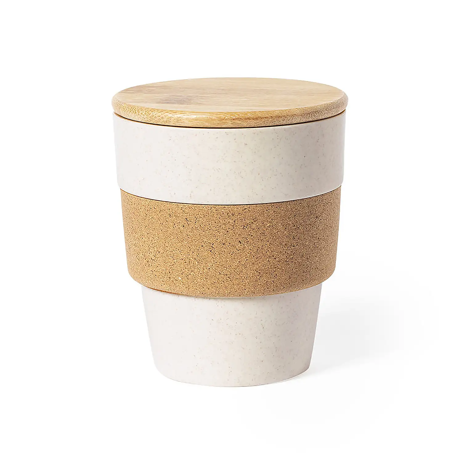  Vaso 350 ml nature en PP/corcho y tapa de bambú