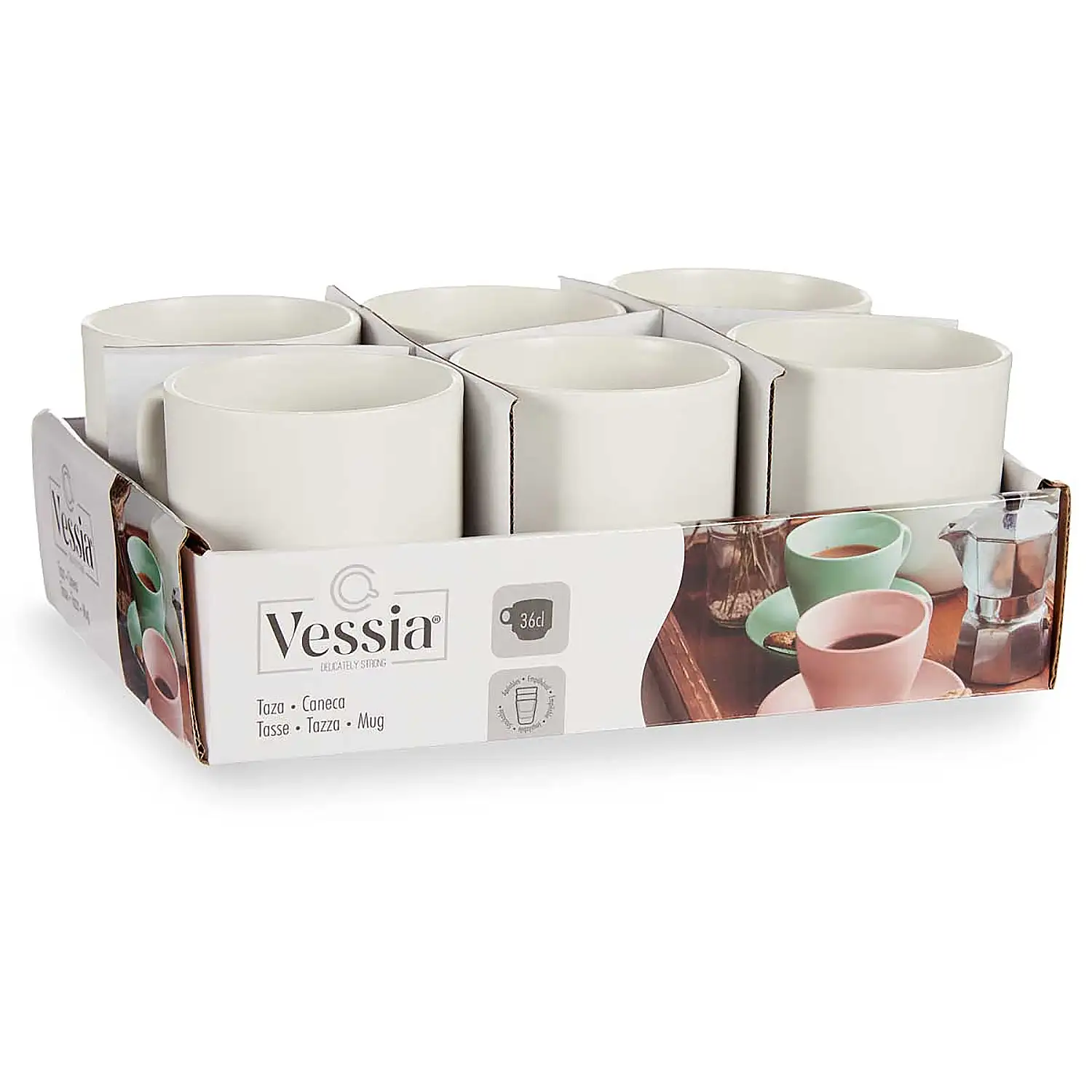 Set de 6 tazas apilables de porcelana 36 cl.