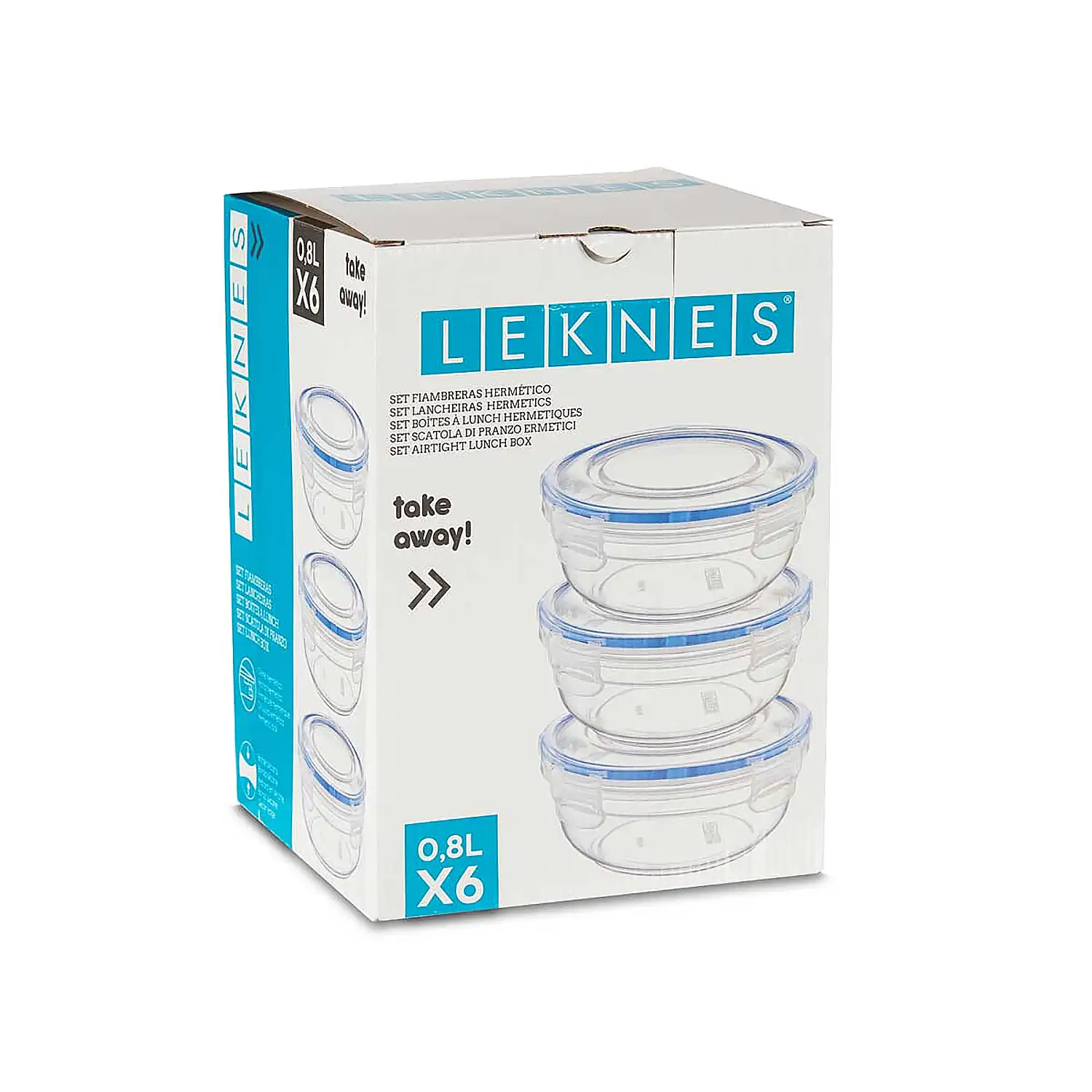 Set de 6 fiambreras redondas 800 ml.