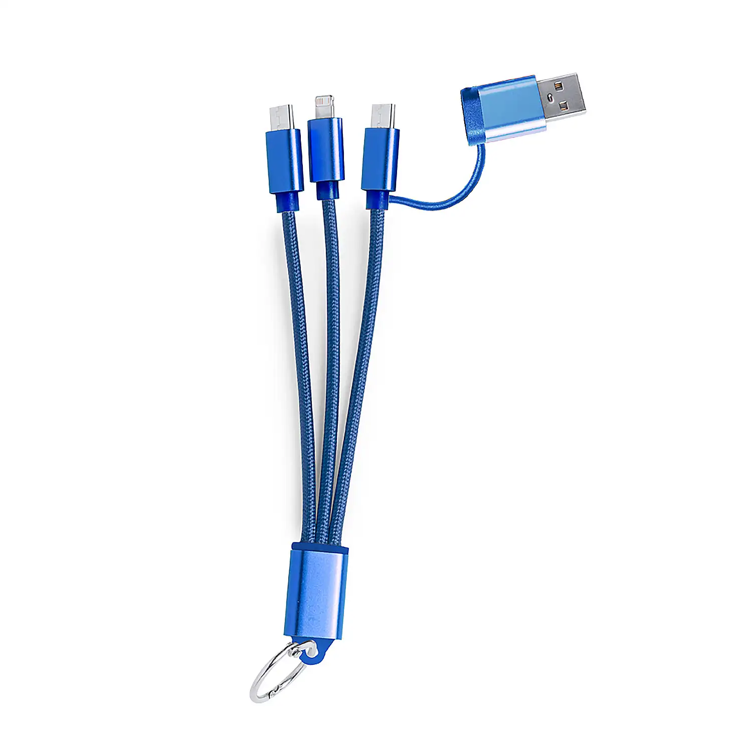 Cable Cargador triple Conexión Micro USB, Tipo C y Lightning 5V DC 2.4A