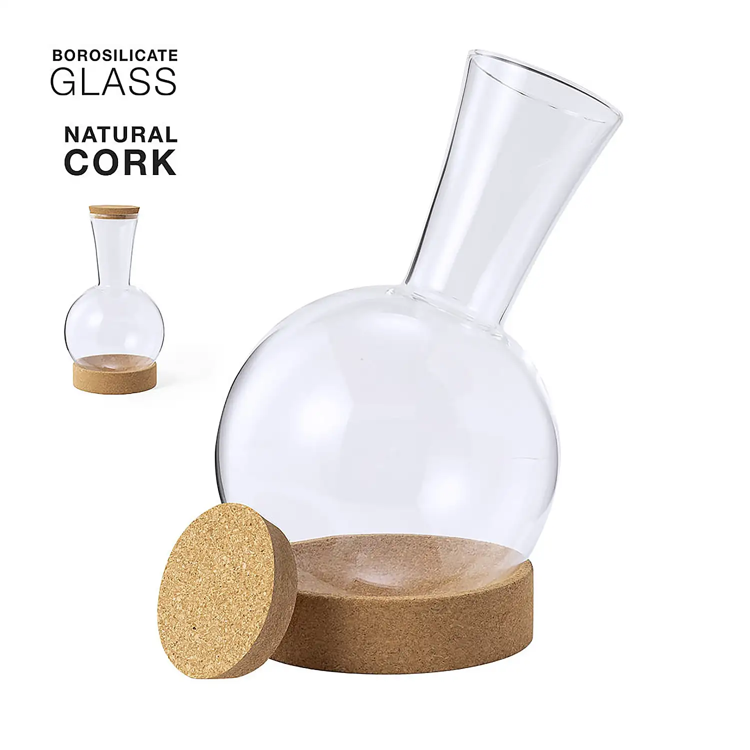 Decantador nature borosilicato y corcho 1,7 L