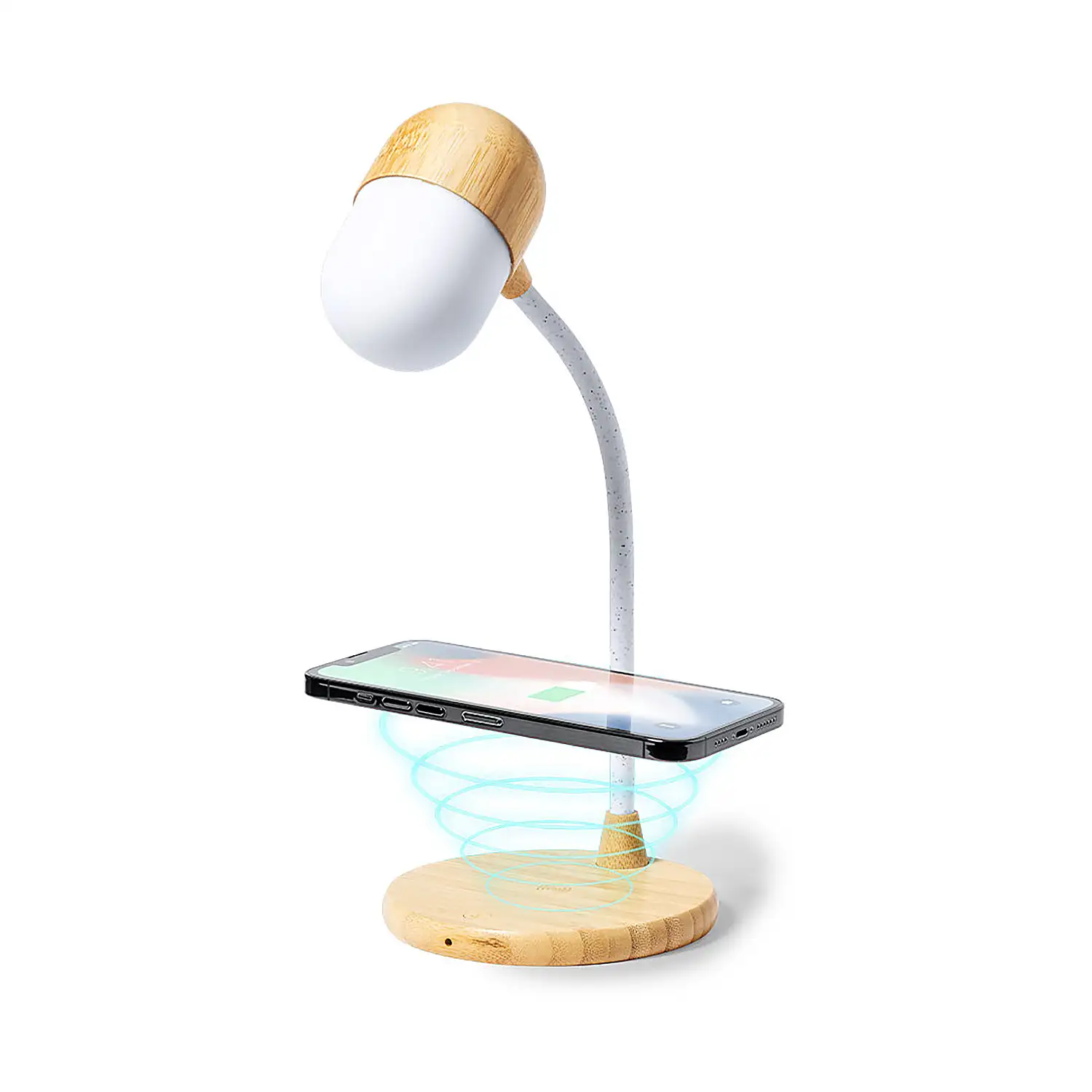 Lámpara cargador Multifunción 14 Ledes. Flexible. 3 Posiciones de Luz. Intensidad de Luz Regulable. Conexión Bluetooth. Potencia Sonido 3W. Conexión USB. Inalámbrico 10W