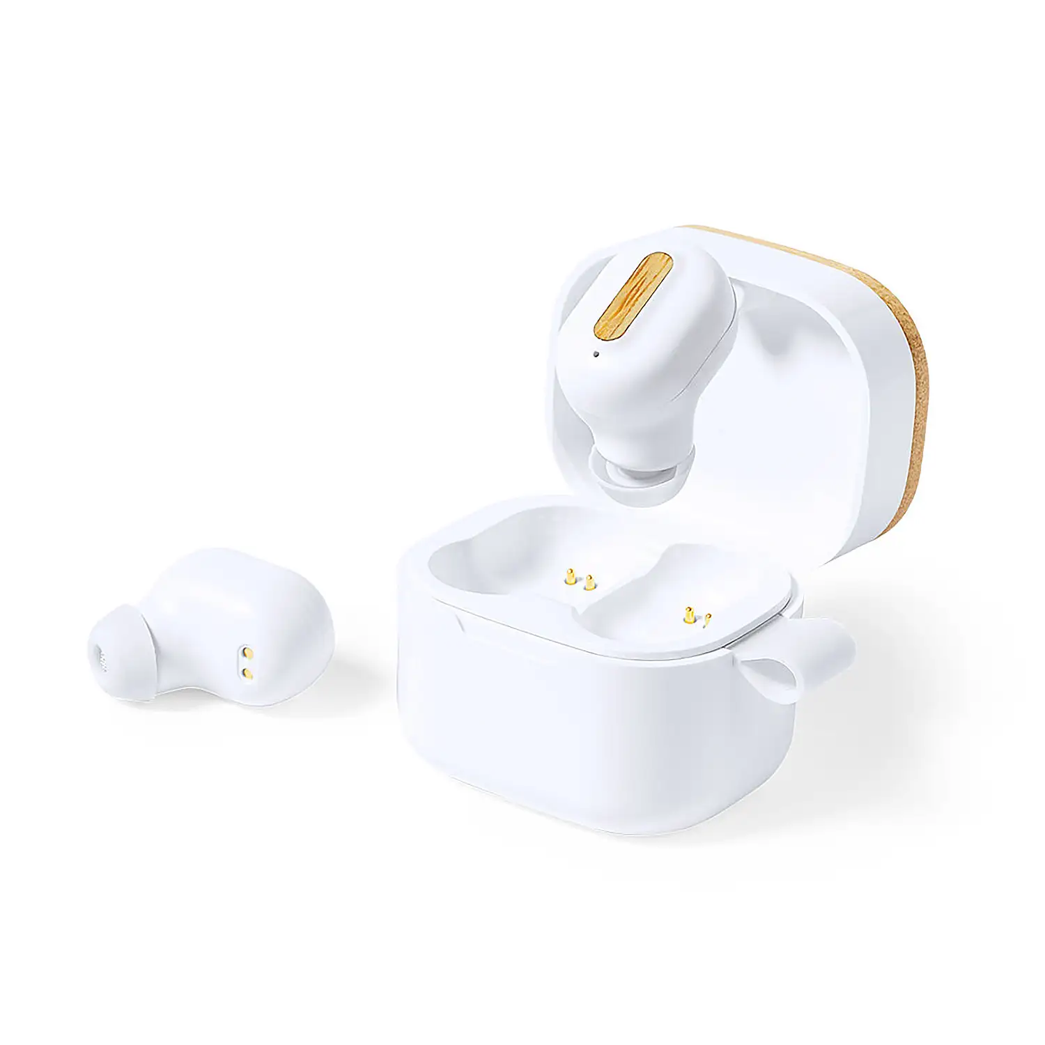 Auriculares bluetooth nature bambú. Batería 35 mAh/ Base Carga 300 mAh