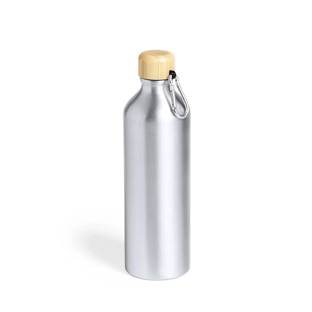  Bidón aluminio 800 ml con tapón bambú